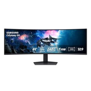 SAMSUNG 49” Odyssey G9 Series DQHD 1000R Curved Gaming Monitor, 1ms(GtG), VESA DisplayHDR 1000, 240Hz, AMD FreeSync Premium Pro, Height Adjustable Stand, Ultrawide Screen, LS49CG954ENXZA, 2024