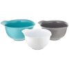 KitchenAid Set of 3 Universal Nesting Plastic Mixing Bowls with Non Slip Base and Easy Pour Spout, Dishwasher Safe, 2.5, 3.5, 4.5 quart, Aqua Sky/White/Gray