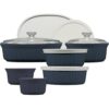 CorningWare 12-Piece French Navy Ceramic Bakeware Set with Lids, Chip and Crack Resistant, Safe for Microwave, Dishwasher, Oven, Freezer and Fridge