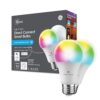 GE CYNC Smart LED Light Bulbs, Color Changing, Bluetooth/WiFi, 60W Equivalent, 2 Pack