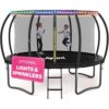 Trampoline for Kids and Adults - with Net, Sprinkler, LED Lights - ASTM Certified - Outdoor Trampoline