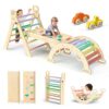 BlueWood Pikler Triangle 7in1 Foldable Climbing Set for Toddlers - Rainbow
