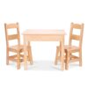 Melissa & Doug Solid Wood Table with 2 Chairs - Light Finish Playroom Furniture