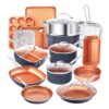 Gotham Steel 20 Piece Non-Stick Copper Cookware and Bakeware Set with Lids, Dishwasher and Oven Safe