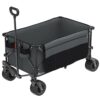 Mdeam 220L Collapsible Foldable Wagon with All-Terrain Beach Wheels, Cup Holders, Side Pockets and Adjustable Handle for Camping, Garden, Sports, Shopping - Grey
