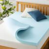 Best Price 3 Inch Ventilated Memory Foam Mattress Topper with Cooling Gel, Queen Size, Blue, CertiPUR-US Certified