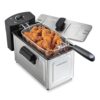 Hamilton Beach 35032 Professional Style Stainless Steel Electric Deep Fryer, 1500 Watts, 3 Liters with Frying Basket and Hooks