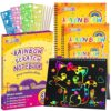 Rainbow Scratch Off Notebooks Set for Kids - 3 Pack Art Supplies Kit