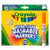 Crayola Broad Line Markers (12ct), Washable Markers for Kids, Arts & Crafts Supplies, Coloring Markers, Gifts for Kids & Toddlers, 3+