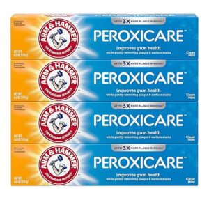ARM & HAMMER Peroxicare Toothpaste for Gum Health, Baking Soda Toothpaste, Clean Mint, 6.0 oz (Pack of 4)