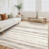 Area Rug - 5x7 Washable Soft Neutral Boho Moroccan Bohemian Farmhouse Rug - Brown Beige
