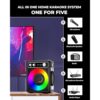 Portable Bluetooth Karaoke Machine with 2 Wireless Microphones, LED Lights and Supports for REC/FM/AUX/USB/TF - Suitable for Home Parties and for both Adults and Kids