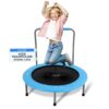 SereneLife 36"/40" Portable Fitness Trampoline, Sports Trampoline for Indoor and Outdoor Workout Use, Professional Round Jumping Cardio, Safe for Kids/Adults w/Padded Frame Cover, Adjustable Handlebar