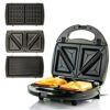 OVENTE 3 in 1 Electric Sandwich Maker, Panini Press Grill and Waffle Iron Set with Removable Non-Stick Plates, Perfect for Cooking Grilled Cheese, Tuna Melts, Burgers, Steaks and Snacks, Black GPI302B