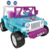 Power Wheels Disney Frozen Jeep Wrangler Ride-On Battery Powered Vehicle with Music Sounds & Storage, Preschool Kids Ages 3+ Years​, Baby Blue/Purple