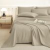 JELLYMONI Twin Sheet Set - Khaki Soft Polyester Microfiber Sheets for Twin Size Bed, Deep Pocket Up to 16", 3 Pieces Silky Bedding Sheets & Pillowcases