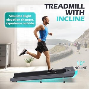 WELLFIT 10% Incline Walking Pad, Treadmills for Home, Under Desk Treadmill 265lbs Capacity, 4.0MPH 2.5HP Voice Control, 26 Preset Pros, 15 * 36in Belt, Compact for Condo