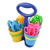 Westcott School Scissor Caddy and 5-Inch Pointed Safety Scissors for Kids, Assorted, 24 Pack