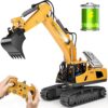 Remote Control Excavator Construction Toys for Boys, 2×1200mAh RC Excavator Toy with Metal Shovel & Light, 11CH Excavator Toys for Boys 3-5 4-7 8-12 Year Old Kids 2024 Christmas Birthday Gift,120+Mins
