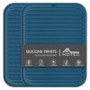 HOTEC Silicone Trivets for Hot pots and Pans, Heat Resistant for Kitchen Counter Dish Drying Mat, Set of 2 Classic Blue