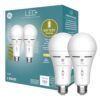 GE LED+ 8W Backup Battery Light Bulbs with Flashlight, Soft White, A21, Rechargeable Emergency Light for Power Outages (2 Pack)