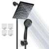 Taiker Shower Head, High Pressure 8'' Rainfall Stainless Steel Shower Head/Handheld Combo with 60'' Hose Anti-leak Shower Head with Holder, Flow Regulator, Chrome, 4 Shower Hooks Black
