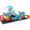 Hot Wheels City Track Set, Ultra Shark Car Wash with 1:64 Scale Color Reveal Toy Vehicle, Repeat Color-Change Feature, Storage