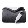 Bedsure Heated Blanket Electric Throw - Soft Flannel Electric Blanket, Heating Blanket with 4 Time Settings, 6 Heat Settings, and 3 hrs Timer Auto Shut Off (50x60 inches, Dark Grey)