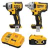DEWALT 20V MAX Impact Wrench, Cordless 2-Tool Combo Kit, 1/2-Inch Mid-Range and 3/8-inch Compact with 5ah Battery and Charger