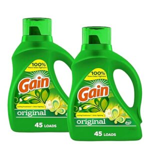 Gain Laundry Detergent Liquid Soap Plus Aroma Boost, Original Scent, HE Compatible, 90 Loads Total, 65 Fl Oz (Pack of 2), Gain Laundry Detergent, Liquid Laundry Detergent