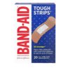Band-Aid Brand Sterile Tough Strips Adhesive Bandages for First Aid & Wound Care, Durable Protection & Comfort for Minor Cuts, Scrapes & Burns, Heavy-Duty Fabric Bandages, One Size, 20 ct