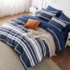 Bedsure Bed in a Bag King Size 7 Pieces, Navy White Striped Bedding Comforter Sets All Season Bed Set, 2 Pillow Shams, Flat Sheet, Fitted Sheet and 2 Pillowcases