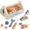 Wooden Tool Toy Toolbox Toddler Educational Construction Kids Toys Play Accessories Set Creative Gift for 3 Year Olds and Up Boys Girls