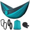 Camping Hammock Portable Nylon Hammocks with Tree Straps Single Lightweigtht Hammock Swing for Outdoors, Backpacking, Camping, Travel, Beach, Garden, Breathable & Quick Drying Parachute