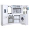 KidKraft Ultimate Corner Wooden Play Kitchen with Lights & Sounds, Play Phone and Curtains, White