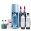 SodaStream Terra Sparkling Water Maker Bundle (Misty Blue), with CO2, DWS Bottles, and Bubly Drops Flavors