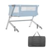Dream On Me Skylar Bassinet and Beside Sleeper in Blue, Lightweight and Portable Baby Bassinet, Five Position Adjustable Height, Easy to Fold and Carry Travel Bassinet, JPMA Certified