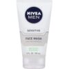 NIVEA MEN Sensitive Face Wash with Vitamin E, Chamomile and Witch Hazel Extracts, Gently Cleanses Skin Without Drying, 5 Fl Oz Tube