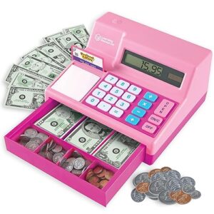 Learning Resources Pretend and Play Calculator Cash Register Pink - Money for Kids, Math Games, Playstore Grocery Store, Fine Motor Skills, Preschool Activities, Toddler Plastic Coins
