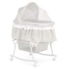 Dream On Me Lacy Portable 2-in-1 Bassinet & Cradle in Light Grey, Lightweight Baby Bassinet with Storage Basket, Adjustable and Removable Canopy