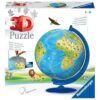 Ravensburger Children's World Globe 180 Piece 3D Jigsaw Puzzle | Easy Click Technology | Displayable Art | Perfect for Kids and Adults | 10.5 in Diameter