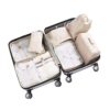 Adwaita 6 Set Packing Cubes, Travel Luggage Packing Organizers (Ivory)