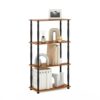 Furinno Turn-N-Tube 4-Tier Multipurpose Shelf Display Rack, Classic Tubes, Light Cherry/Black