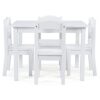Humble Crew, White Kids Wood Table and 4 Chairs Set