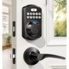 Veise Fingerprint Door Lock with 2 Lever Handles - Keyless Entry Door Lock, Electronic Keypad Deadbolt & Front Door Lock Handle Sets, Auto Lock, Easy Installation, Matte Black