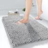 Yimobra Chenille Bathroom Rug, 24x17, Extra Soft Absorbent Bath Rugs, Non-Slip, Bath Mats for Bathroom Floor, Water Absorbent, Machine Washable, Plush Bathroom Mat for Tub and Shower, Gray