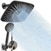 Veken 11.8 Inch High Pressure Rain Shower Head -Shower Heads with 5 Modes Handheld Spray Combo- Wide RainFall shower with 70" Hose - Adjustable Dual Showerhead with Anti-Clog Nozzles- Matte Black