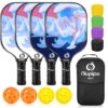 niupipo Pickleball Paddles Set of 2, Fiberglass Surface Pickleball Set, Lightweight Pickle Ball Rackets 2 Pack w/ 2 Indoor & 2 Outdoor Pickleball Balls and 1 Bag, Pickle Ball Paddle Set for Men, Women