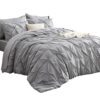 Bedsure Queen Comforter Set Grey - Bed in a Bag Queen Size 7 Pieces, Pintuck Bedding Sets Gift for Christmas, Grey Bed Set with Pinch Pleat Queen Size Comforter, Sheets, Pillowcases & Shams