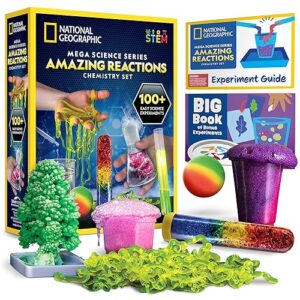 National Geographic Amazing Chemistry Set - Chemistry Kit with 100+ Science Experiments Including Crystal Growing and Reactions, Science Kit for Kids, STEM Gift for Boys and Girls (Amazon Exclusive)